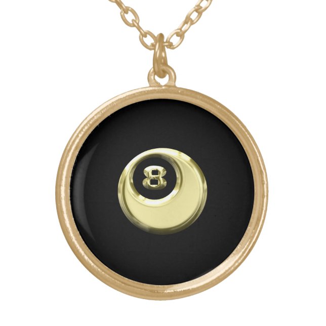Gold Eight Ball Gold Plated Necklace (Front)