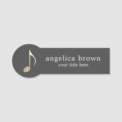 Gold Eighth Note Symbol Name Tag