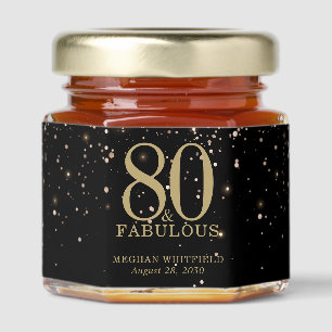 Gold Eighty and Fabulous Bold 80th Birthday Party Honey Jar Favors