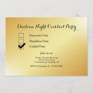 Gold Election Night Cocktail Party Invitation