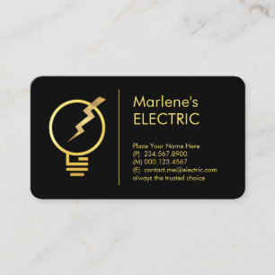Gold Electric Bulb Lightning Power Business Card