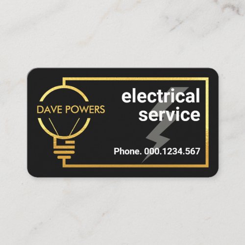 Gold Electric Circuit Frame Powers Bulb Business Card
