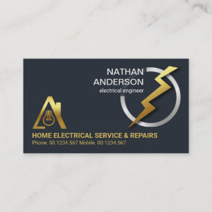 Gold Electric Lightning Silver Meter Gauge Business Card