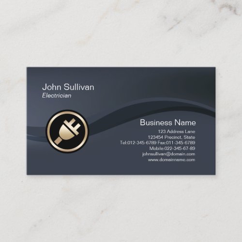 Gold Electric Plug Icon Electrician Business Card