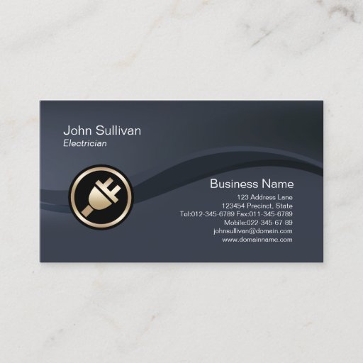 Customizable Gold Electric Plug Icon Electrician Business Card