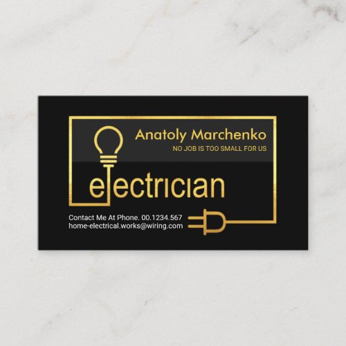 Gold Electric Wiring Electrical Repair Business Card