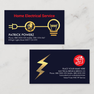Gold Electrical Circuit Home Wiring Business Card