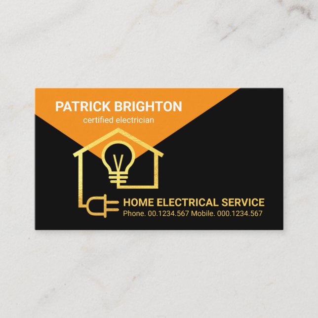 Gold Electrical Home Circuit Wiring Electrician Business Card (Front)