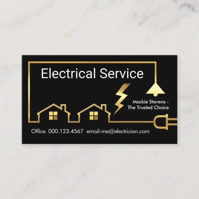 Gold Electrical Home Power Circuit Business Card (Front)