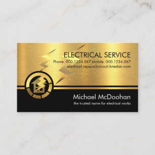 Gold Electrical Lightning Bolts Electrician Business Card