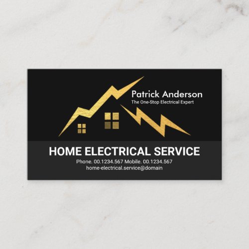 Gold Electrical Lightning Home Silhouette Business Card