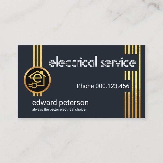 Gold Electrical Wiring Electrician Business Card (Front)