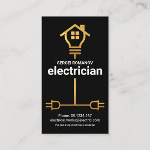 Gold Electrical Wiring Home Electrician Service Business Card