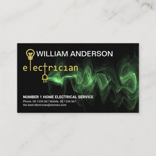 Gold Electrician Circuit Board Green Lightning Zap Business Card