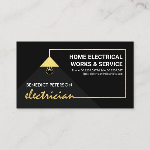 Gold Electrician Power Cable Electrical Repairs Business Card