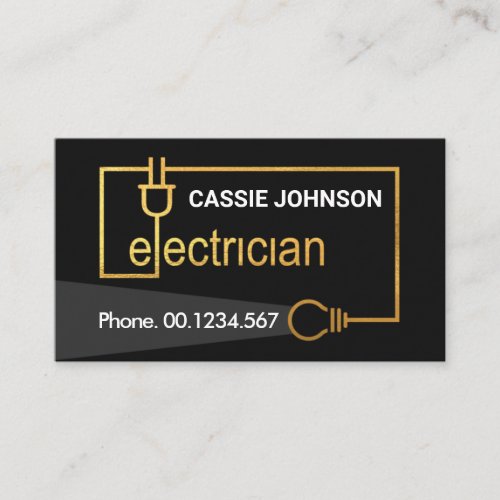 Gold Electrician Wiring Light Beam Business Card