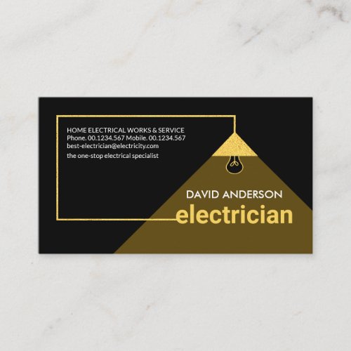 Gold Electricians Power Cable Lampshade Business Card