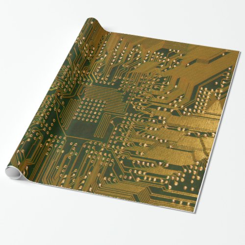 Gold Electronics Circuit Board Wrapping Paper