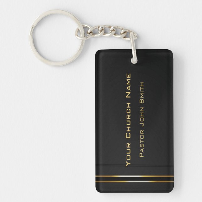 Gold Elegance2 Church Pastor Classy Keychain (Front)