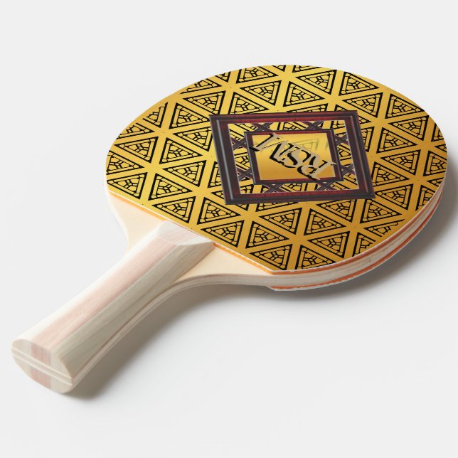 Gold elegance monogram Ping-Pong paddle (Back Angle)
