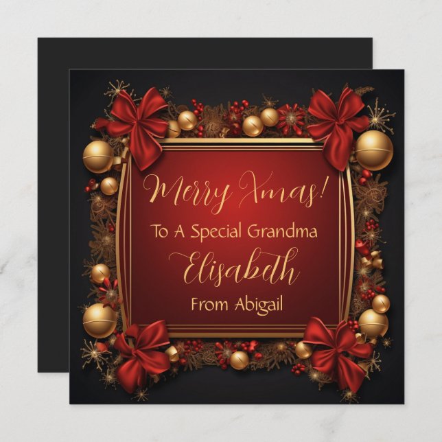 Gold Elegance Personalised Christmas Card (Front/Back)
