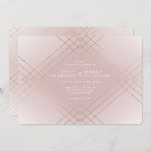 Gold Elegance Pink Diamond Gatsby Wedding Invitation