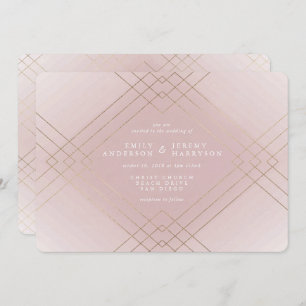 Gold Elegance Pink Diamond Gatsby Wedding Invitation