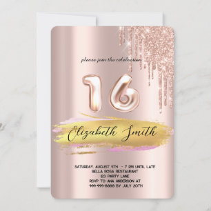 Gold elegance, rose gold sweet sixteen Invitati Invitation