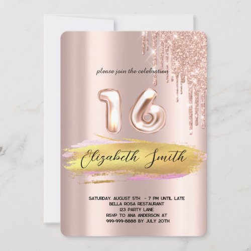  Gold elegance  rose gold sweet sixteen  Invitati Invitation