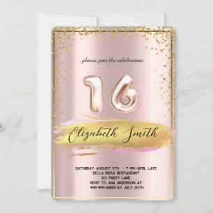 Gold elegance, rose gold sweet sixteen Invitati Invitation