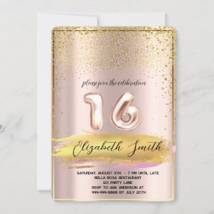 Gold elegance, rose gold sweet sixteen Invitation