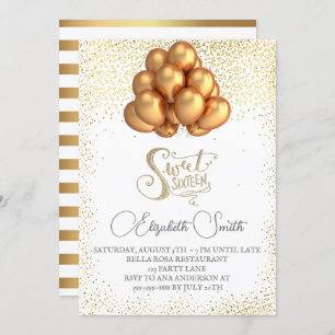 Gold elegance, sweet sixteen invitation