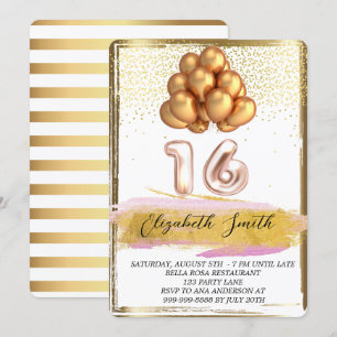 Gold elegance, sweet sixteen invitation