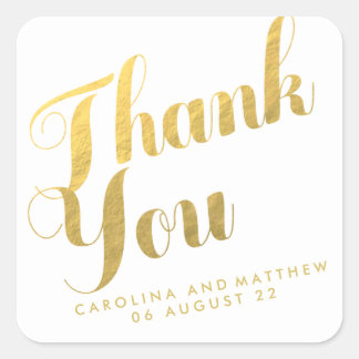 43 Gold Foil Script Wedding Square Stickers Zazzle Gold Elegance Wedding Favor Thank You Sticker