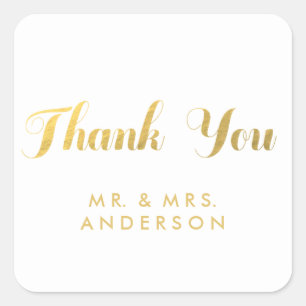 Gold Elegance Wedding Favor Thank You Sticker