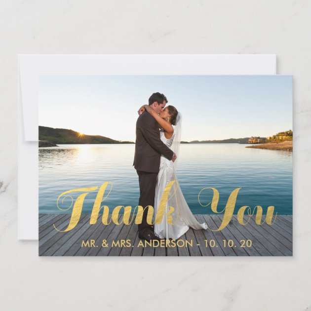 GOLD ELEGANCE | WEDDING THANK YOU PHOTO CARD