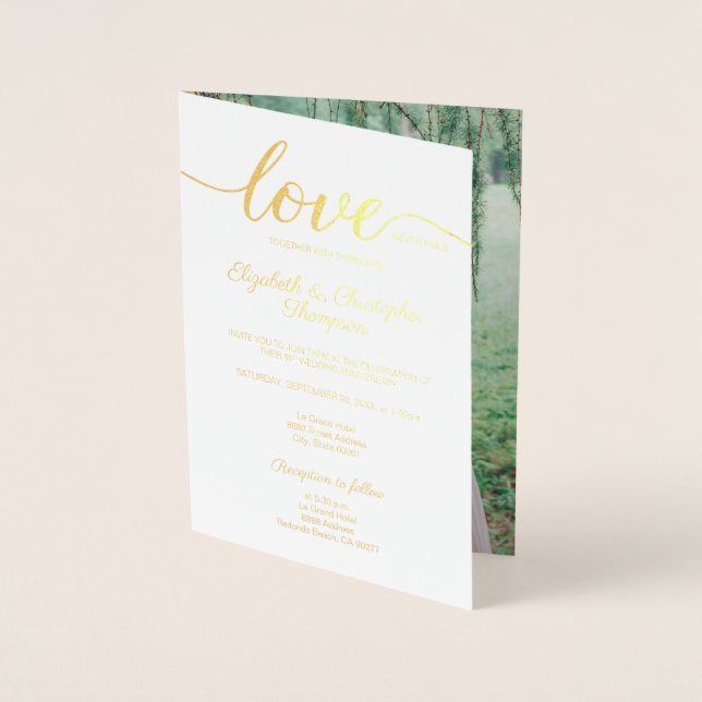 Gold Elegant 50th wedding anniversary Foil Card (Front)