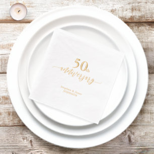 Gold Elegant 50th Wedding Anniversary Foil Napkins