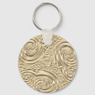 Gold elegant art nouveau abstract keychain