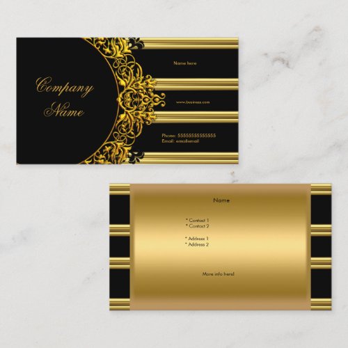 Gold Elegant Black Glamorous Fashion Business Card Templates