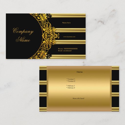Customizable Gold Elegant Black Glamorous Fashion Business Card Templates
