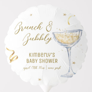 Gold Elegant Brunch Bubbly Champagne Baby Shower Balloon