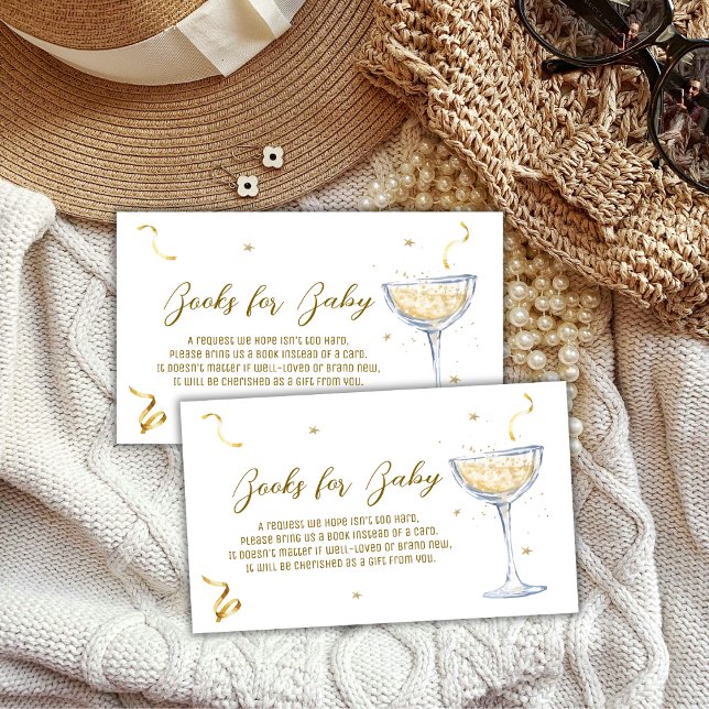 Gold Elegant Brunch Champagne Books Baby Shower  Enclosure Card (Gold Elegant Brunch Champagne Books Baby Shower Enclosure Card)