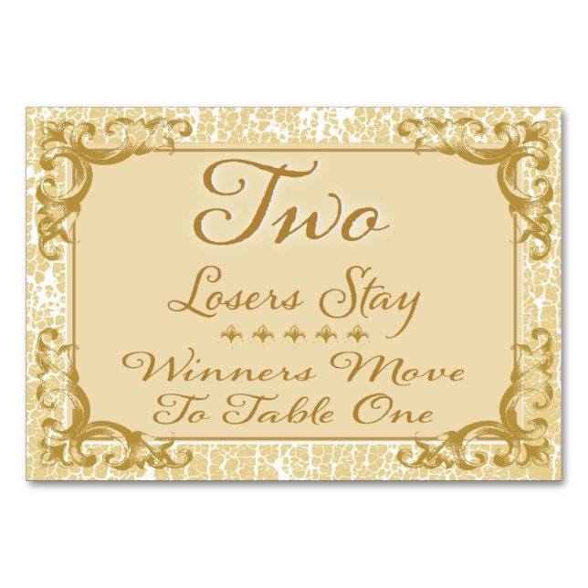 Gold Elegant Bunco Table Card #2 (Front)