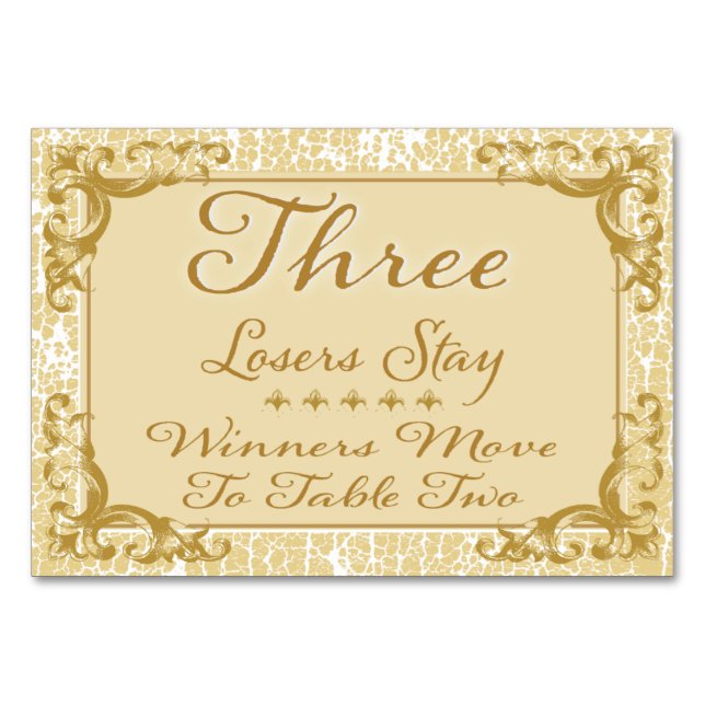 Gold Elegant Bunco Table Card #3 (Front)