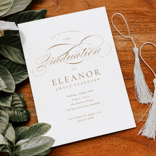 Gold Elegant Calligraphy Graduation Party Invitation