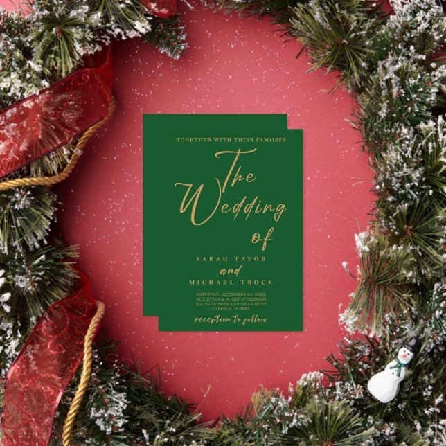 Gold Elegant Calligraphy Invitation | Royal Green Foil Invitation (Insitu)