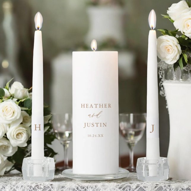 Gold Elegant Calligraphy Monogram Wedding Ceremony Unity Candle Set (Creator Uploaded)