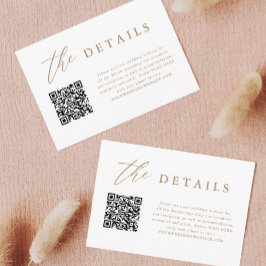 Gold Elegant Calligraphy QR Code Wedding Details Enclosure Card