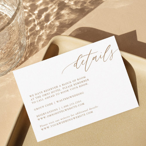 Gold Elegant Calligraphy Wedding Details Cards